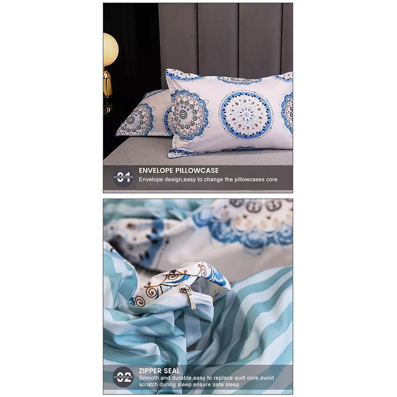 012-Water blue pattern Sada potištěných povlečení se snadným oplachováním