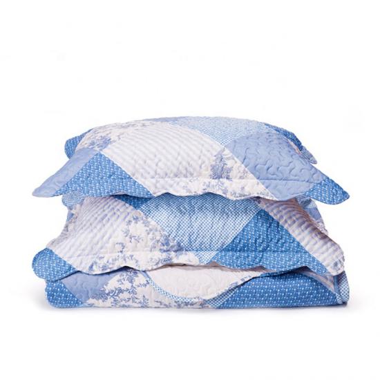 Patchworkové povlečení cxmicrotex Blue Rose Printed Quilt Set