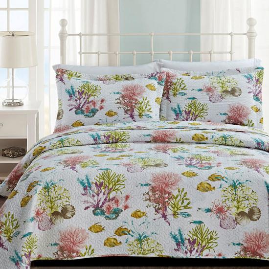 Ultrazvukový přehoz na postel microtex Coastal Coral Printed